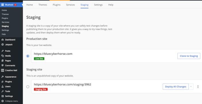 Bluehost-staging-tool