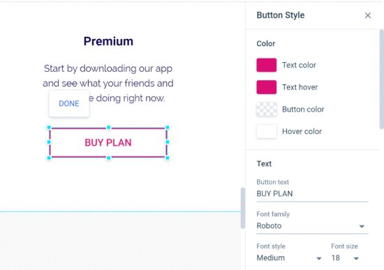 Instapage customization controls