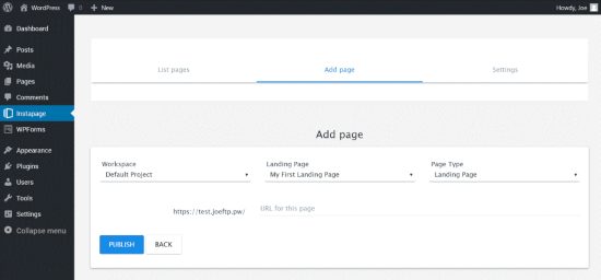 Instapage wordpress plugin